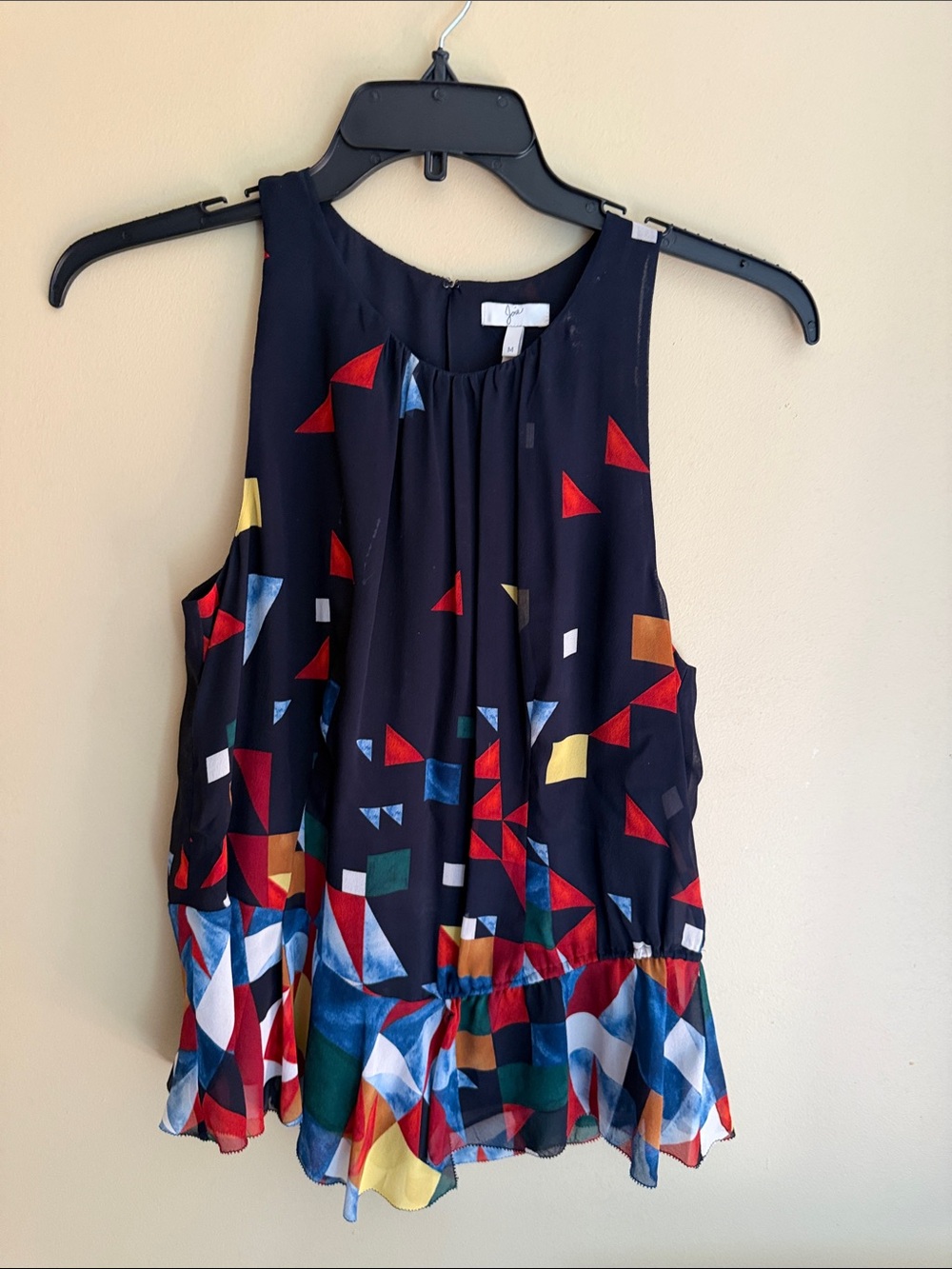 Jolie Navy Multicolor Geometric Print Sleeveless Top